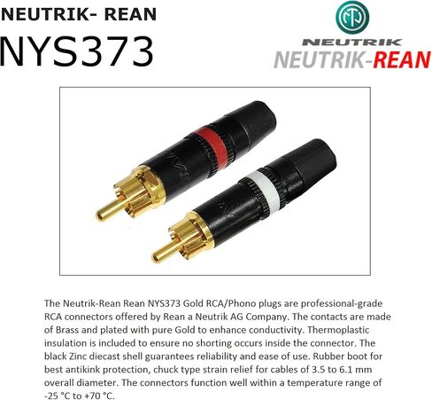 زوج كابل Canare بطول 3.5 قدم RCA - كابل توصيل الصوت GS-6 وموصلات RCA الذهبية من Neutrik-Rean NYS - مصنوع خصيصًا من أفضل الكابلات في العالم in Saudi Arabia