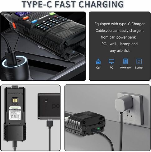 بطارية ممتدة Baofeng 5RM 3800 مللي أمبير في الساعة مع كابل شحن USB من النوع C لراديو هام متوافق مع BaoFeng 5RM GM-5RH UV-5G Plus UV-5RH سلسلة ملحقات أجهزة الراديو اللاسلكية ثنائية الاتجاه، قطعتان in Saudi Arabia