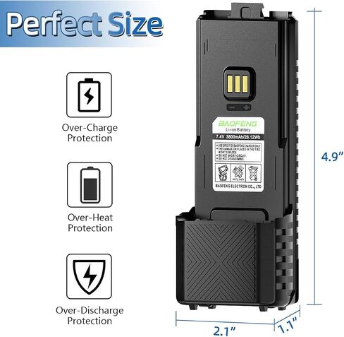 بطارية ممتدة Baofeng 5RM 3800 مللي أمبير في الساعة مع كابل شحن USB من النوع C لراديو هام متوافق مع BaoFeng 5RM GM-5RH UV-5G Plus UV-5RH سلسلة ملحقات أجهزة الراديو اللاسلكية ثنائية الاتجاه، قطعتان in Saudi Arabia