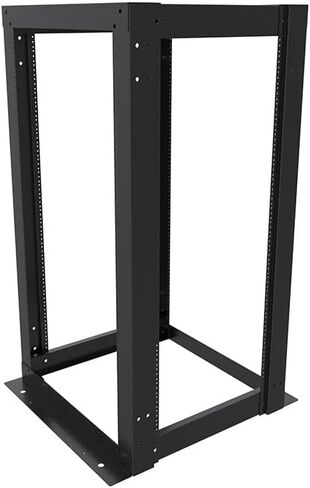 NavePoint 25U عرض 23 بوصة حامل إطار مفتوح بأربعة أعمدة مع مترابطة لمعدات 19 بوصة، رف الخادم بسعة وزن 881 رطل، حامل على الأرض، علامات RU in Kuwait