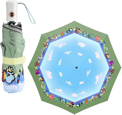 موريسو بيكسل كارتون مظلة جولف مظلة رياضية في الهواء الطلق مظلة مدمجة أوتوماتيكية مظلة سفر مقاومة للرياح للمطر والشمس للمراهقين والأطفال in Kuwait