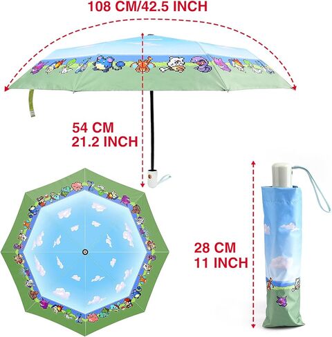 موريسو بيكسل كارتون مظلة جولف مظلة رياضية في الهواء الطلق مظلة مدمجة أوتوماتيكية مظلة سفر مقاومة للرياح للمطر والشمس للمراهقين والأطفال in Kuwait