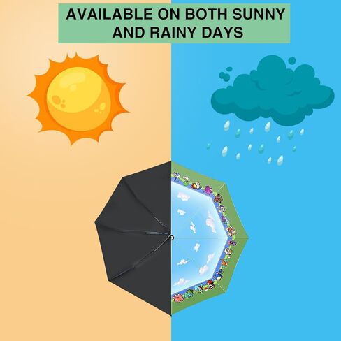 موريسو بيكسل كارتون مظلة جولف مظلة رياضية في الهواء الطلق مظلة مدمجة أوتوماتيكية مظلة سفر مقاومة للرياح للمطر والشمس للمراهقين والأطفال in Kuwait