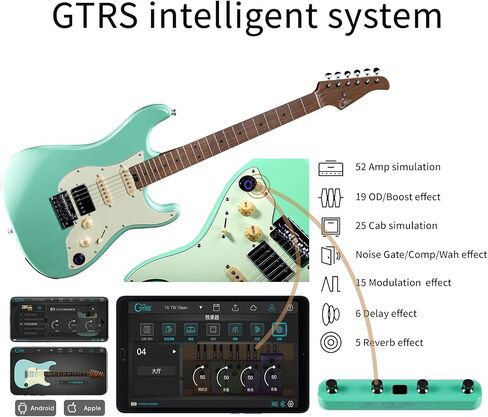 GTRS S801 طقم جيتار كهربائي ذكي مع نظام تأثيرات، التقاط HHS، آلة طبل حلقية، عمر بطارية 12 ساعة، طلاء لامع من خشب الورد للمبتدئين، لاعب محترف، أداء in Kuwait