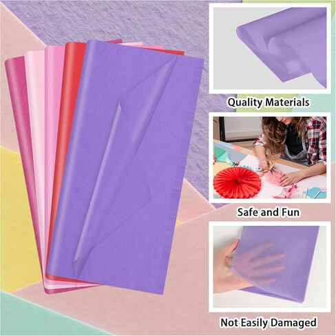 150 ورقة مناديل ورقية كبيرة لتغليف الهدايا مقاس 20 بوصة × 20 بوصة لتغليف الهدايا التي تصنعها بنفسك والحرف اليدوية وحفلات الزفاف وأعياد الميلاد (5 ألوان) in Kuwait