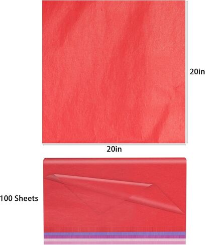 150 ورقة مناديل ورقية كبيرة لتغليف الهدايا مقاس 20 بوصة × 20 بوصة لتغليف الهدايا التي تصنعها بنفسك والحرف اليدوية وحفلات الزفاف وأعياد الميلاد (5 ألوان) in Kuwait