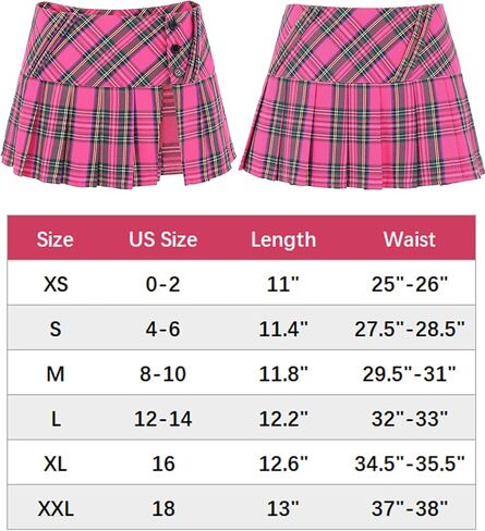 Mini Plaid Pleated Skirt Women's US Size Low Waist Slit Schoolgirl Uniform in Saudi Arabia