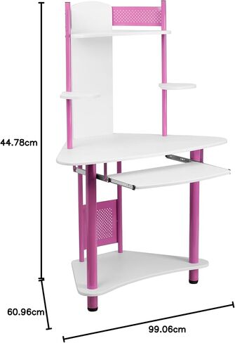 مكتب كمبيوتر ذو زاوية وردية من Flash Furniture Walker مع خزانة in Kuwait