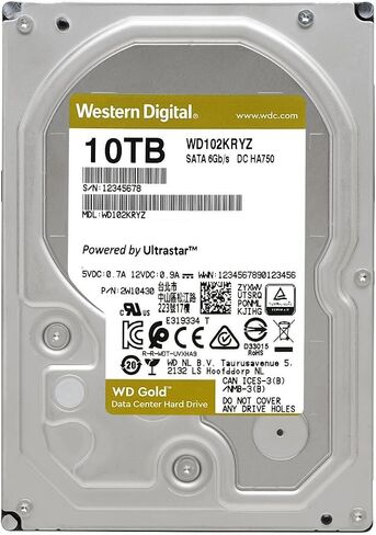محرك الأقراص الصلبة الداخلي ويسترن ديجيتال 8 تيرابايت WD Gold Enterprise Class - فئة 7200 دورة في الدقيقة، SATA 6 جيجابايت/ثانية، ذاكرة تخزين مؤقت 256 ميجابايت، 3.5 بوصة - WD8005FRYZ in Saudi Arabia