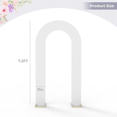 Babenest 7.2Ft Spandex Open Arch Backdrop Cover, Fitted Double-Sided U-Shaped Wedding Arch Cover, Round Top Chiara Stand Cover for Ceremony Baby Shower Birthday Party Decoration (White) in Saudi Arabia