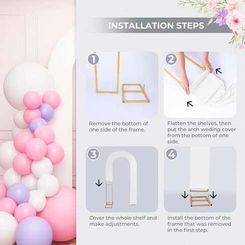 Babenest 7.2Ft Spandex Open Arch Backdrop Cover, Fitted Double-Sided U-Shaped Wedding Arch Cover, Round Top Chiara Stand Cover for Ceremony Baby Shower Birthday Party Decoration (White) in Saudi Arabia