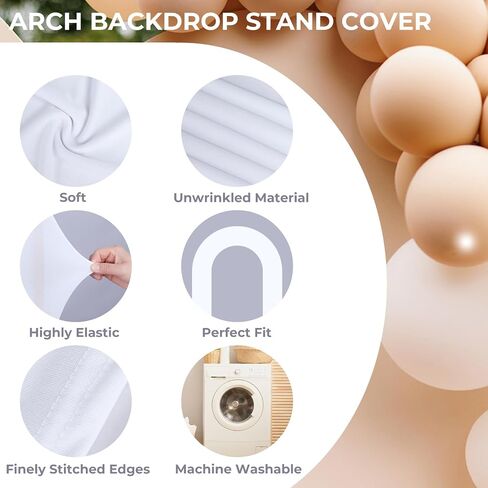 Babenest 7.2Ft Spandex Open Arch Backdrop Cover, Fitted Double-Sided U-Shaped Wedding Arch Cover, Round Top Chiara Stand Cover for Ceremony Baby Shower Birthday Party Decoration (White) in Saudi Arabia