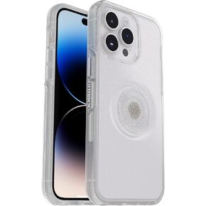 OtterBox iPhone 14 Pro (ONLY) Otter + Pop Symmetry Series Clear Case - CLEAR , integrated PopSockets PopGrip, slim, pocket-friendly, raised edges protect camera & screen