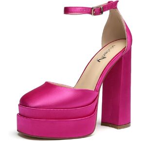 vivianly Platform Chunky High Heels Sandals Closed Square Toe Ankle Strap Pumps Dress Party Wedding Shoes
