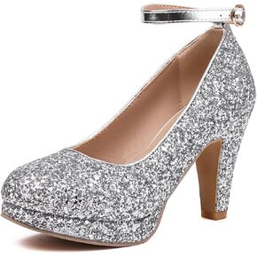 Fashion Women Ankle Closed Toe Heels Pump for Women Toe Block Heels Square Dress Wedding Party Pumps Shoe