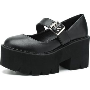 Women's Mary Janes Shoes for Women Platform Dress Chunky Pumps Round Toe Ankle Strap Pumps Shoes Oxfords