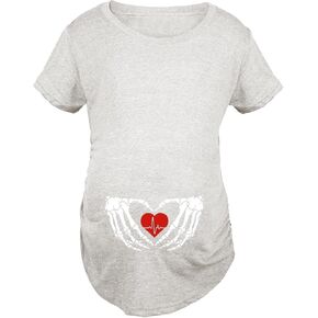 Maternity Halloween Shirt for Women Funny Skeleton Pregnant Halloween Tshirt Pregnancy Announcement Tops
