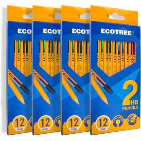 ECOTREE Pencils #2 Wood-Cased HB Pencils, Pre-sharpened Number 2 Pencils for Office School Supplies, Yellow, 12 Count in Kuwait