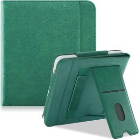 Case Compatible with Kobo Libra Colour & Kobo Libra 2 e-Reader,Protective Cover with Card Compartment, Hand Strap and Holder,Red