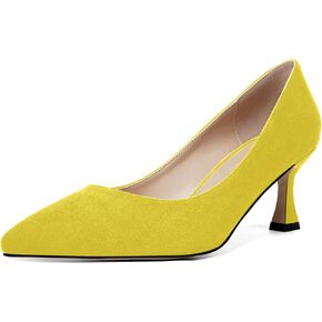 SHOWFOREST Womens Dress Pointed Toe Slip On Suede Wedding Stiletto Mid Heel Pumps Shoes 2.5 Inch