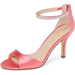 XYD Women's Open Toe Rhinestones Ankle Strap Sandals Mid Heel Pumps Bridal Evening Prom Dress Shoes