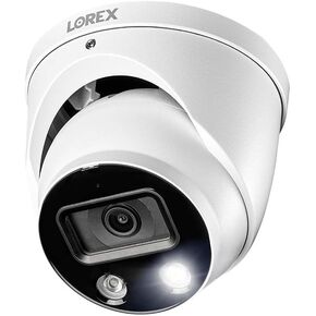 كاميرا Lorex E892DD 4K 8MP الذكية على شكل قبة الردع مع ستروب وصوت ثنائي الاتجاه