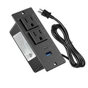 Recessed Power Strip with 20W USB C Port Can be Hung Power Quick Charge 4 Socket 3 USB Multiple Protection for Desk,Furniture Flat Pack Charging Station,Workbench PC Home Appliances Black