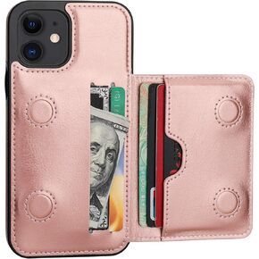KIHUWEY Compatible with iPhone 12 Compatible with iPhone 12 Pro Wallet Case Credit Card Holder, Premium Leather Kickstand Durable Shockproof Protective Cover 6.1 inch(Black)