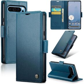 for Google Pixel 9 Pro XL Case, [RFID Blocking] PU Leather Wallet Flip Folio Case with Card Holder Kickstand Shockproof Phone Cover for Google Pixel 9 Pro XL (Black)