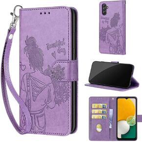 Designed for Samsung Galaxy A54 5G Case Wallet,Women Flip Folio Cover with Embossed PU Leather Stand Credit Card Holders Slots Wrist Strap Phone Case for Samsung A54 5G (Rose Gold Butterfly)