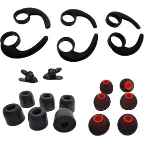 Earbud Kits 3 Pairs (LMS) Earhooks Universal Ear Fins,3 Pairs (LMS) Premium Memory Foam Earbuds Tips, 3 Pairs (LMS) Eartips Silicone Replacement Earbuds Tips, 2 Pcs Cord Clips for in Ear Earbud