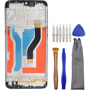 Complete Screen LCD Digitizer Touch Assembly Replacement for Samsung Galaxy A10s SM-A107F SM-A107M with Tool Kit and Screen Frame Installed Black 6.2"