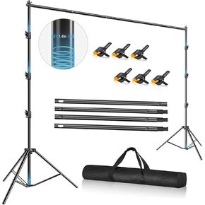 12 x 10ft Photo Video Studio Heavy Duty Backdrop Stand, Adjustable Photography Background Support Systemt Kit with Shock-Proof Spring, 2 Sandbags, Carrying Bag, 6 Clamps