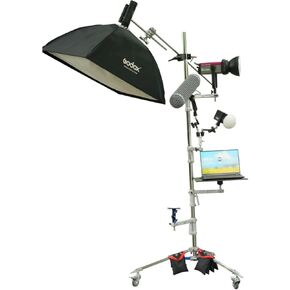 DF DIGITALFOTO CINETREE Heavy Duty Stand Photography, Rolling Tripod Stand Mobile Shooting Device Tree, Adjustable Photography Light Stand for Camera, Microphone, Monitor, Monolight, Softbox etc