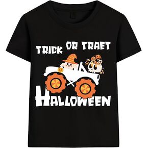 Halloween Shirt for Toddler Funny Dinosaur Monster Truck Pumpkin Skull Candy Bat Ghosts Short Sleeve Halloween Clothing