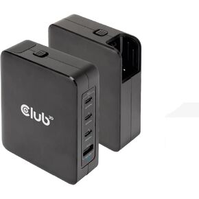 Club 3D CAC-1917 International Travel Charger 140W GaN Technology, 4 Port USB Type-A(1x) and -C(3X), PPS + Power Delivery(PD) 3.1 Support