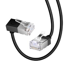 Ultra Thin Ethernet Cable 90° Downward Angle 5Feet. Flexible and Slim Rj45 Cat 6 LAN cord Gigabit Applicable to PC.Router. Printer.(Black)