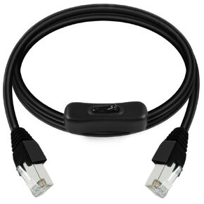 Halokny RJ45 Extension Cable with On/Off, CAT6 Ethernet Extension Cable Network Male to Female Connector Cable with 304 Switch 2Ft (M/F)
