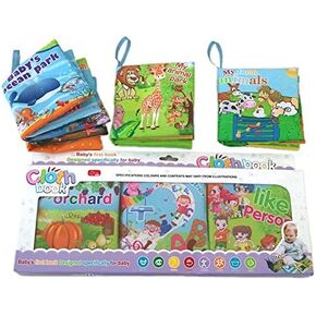 كتب قماشية ناعمة للأطفال، كتب أطفال من القماش الآمن، مجموعة كتب أطفال مكونة من 3 قطع in Kuwait