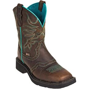 Justin Women's Mandra Chocolate Western Boot Broad Square Toe - GY9624 10.5 M US