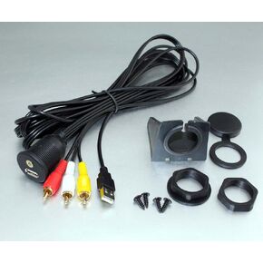 USB & 3.5mm AUX Video 3 RCA Extension Flush Mount 2 Meter Cable AV Extension 1/8 AUX Car Bike Boat Motorcycle Lead