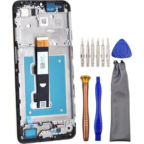 Complete Screen LCD Digitizer Touch Assembly Replacement for Motorola Moto E22 with Screen Frame fit E22i Black 6.5"