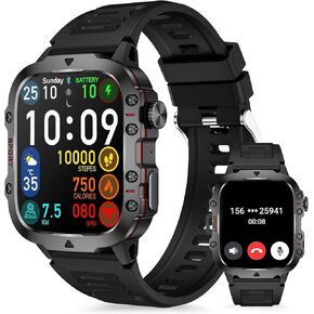 1.96 Inch AMOLED Men's Smart Watch with Bluetooth 5.2 Call/Dialing, Pedometer GPS Shared Watch Sports Heart Rate Monitor Smartwatch Compatible with Samsung Huawei Xiaomi Android iOS Black