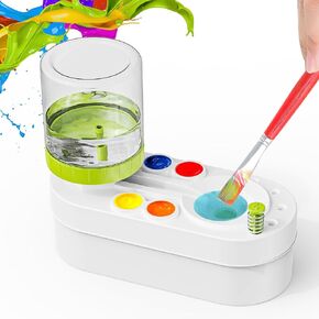 Paint Brushes Cleaner, Painting Station Supplies for Kids, Paint brush Cleaner Tool with Palette,Paint Brush Holder-Paint Brush Rinser for Arylic Paint,WaterColor-Based Paints,Drawing and Art Supplies