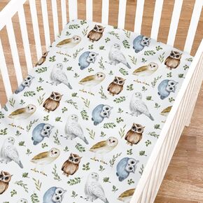 Jungle Safari Animals Tropical Leaves Baby Crib Sheet for Girl Boy 52"x28" Elephant Lion Giraffe Hippo Fox Soft Breathable Toddler Nursery Bed Sheet Fits All Standard Crib and Toddler Mattress Pads