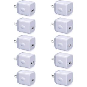 USB Wall Plug 10 Pack, UorMe 1A 5V Single Port Wall Charger Power Adapter Cube Block Box for iPhone SE 14 Plus 13 12 Pro Xs XR X, Samsung Galaxy A13 S22 S21FE A21 A71 A51 A31 S10e S9 S8, Pixel 6