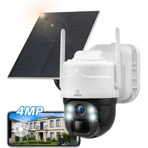 Wireless Solar Camera for Home/Outdoor Security, Solar Powered 2K Surveillance Camera, 3MP 2.4Ghz/5Ghz WiFi Security Camera, Color Night Vision Camera Outdoor, 2-way Audio/360°View/PIR Sensor
