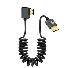 RIIEYOCA 8K Short Mini HDMI to HDMI Coiled Cable, 48Gbps High Speed Male to Male 8K Mini HDMI 2.1 Supports HDR, 8K@60Hz, 4K@120Hz, Compatible with Camera, Camcorder, PC, Monitor(3FT/0.9M)