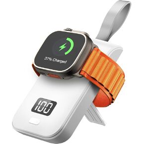 Portable Charger for Apple Watch Wireless - Magnetic Extra Power Bank for Iwatch UItra 2 SE Keychain Style - Valentine Day Gifts - Carbon Black