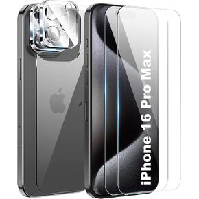 for iPhone 16 pro max 6.9 inch Screen Protector,[2+2+1 Pack] Front Screen Protector+Camera Lens Protector+Back Screen Protector,9H Hardness,Tempered Glass,Anti-Scratch,Ultra HD
